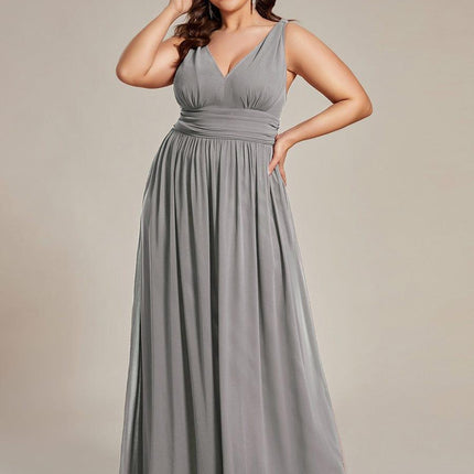 Hazel | V Neck Pleated Chiffon Wedding Guest Dress