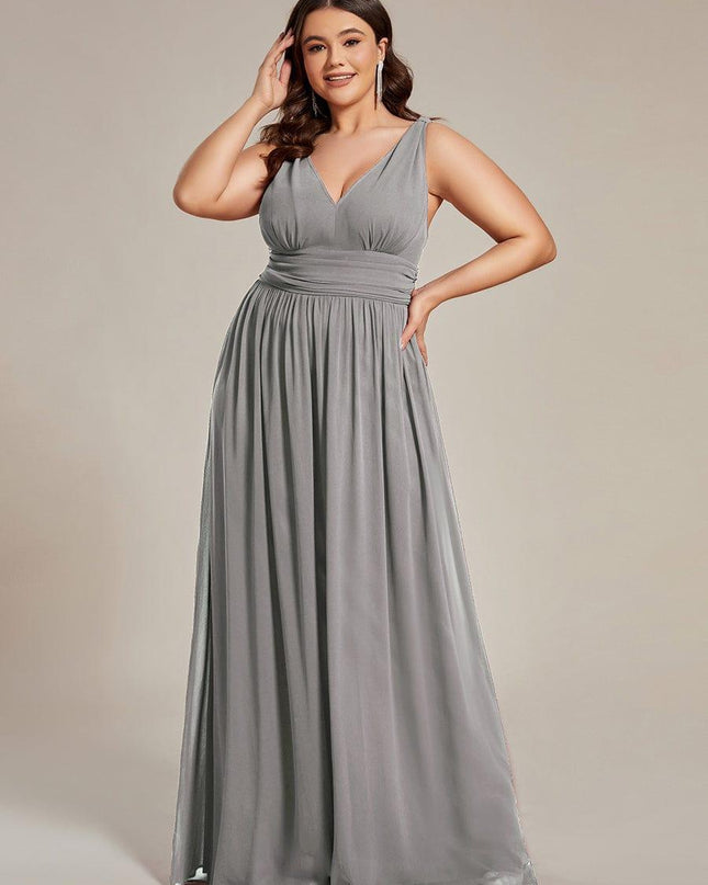 Hazel | V Neck Pleated Chiffon Wedding Guest Dress