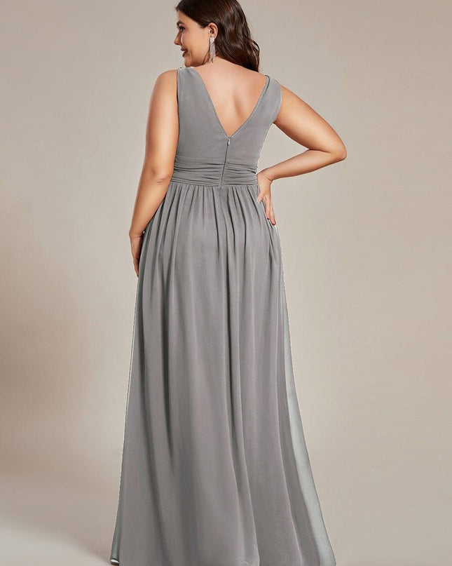 Hazel | V Neck Pleated Chiffon Wedding Guest Dress