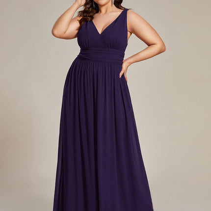 Hazel | V Neck Pleated Chiffon Wedding Guest Dress