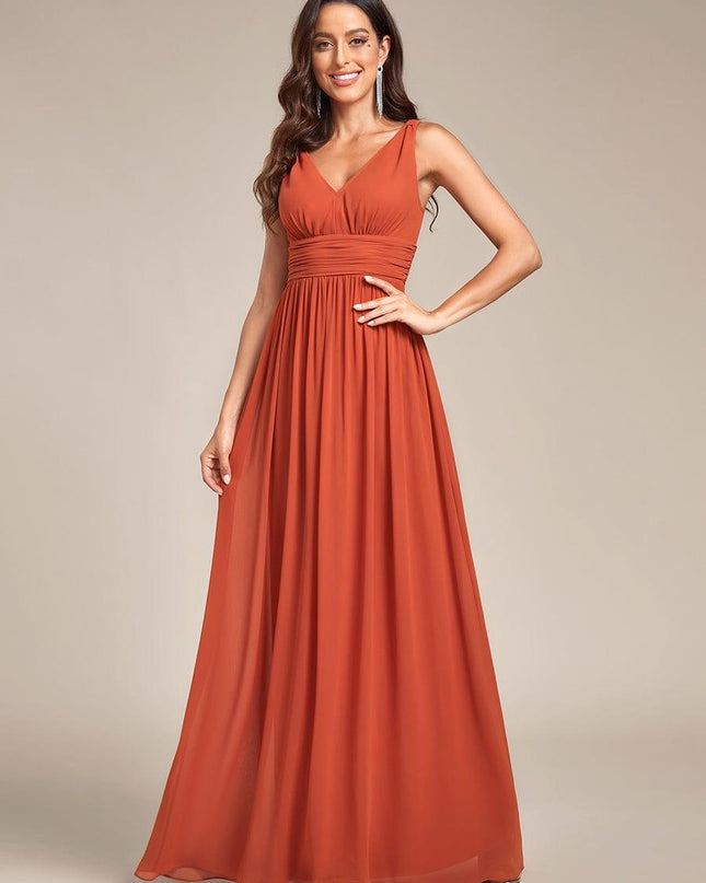 Hazel | V Neck Pleated Chiffon Wedding Guest Dress