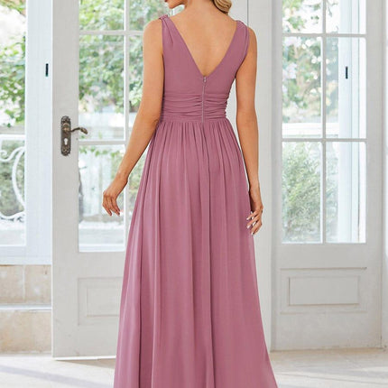 Hazel | V Neck Pleated Chiffon Wedding Guest Dress