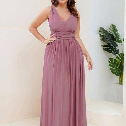 Hazel | V Neck Pleated Chiffon Wedding Guest Dress