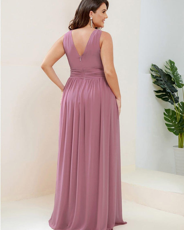 Hazel | V Neck Pleated Chiffon Wedding Guest Dress