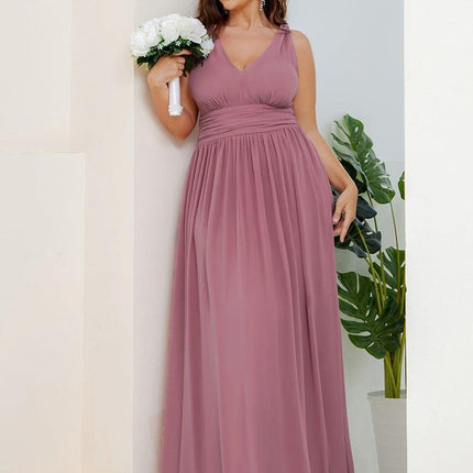 Hazel | V Neck Pleated Chiffon Wedding Guest Dress