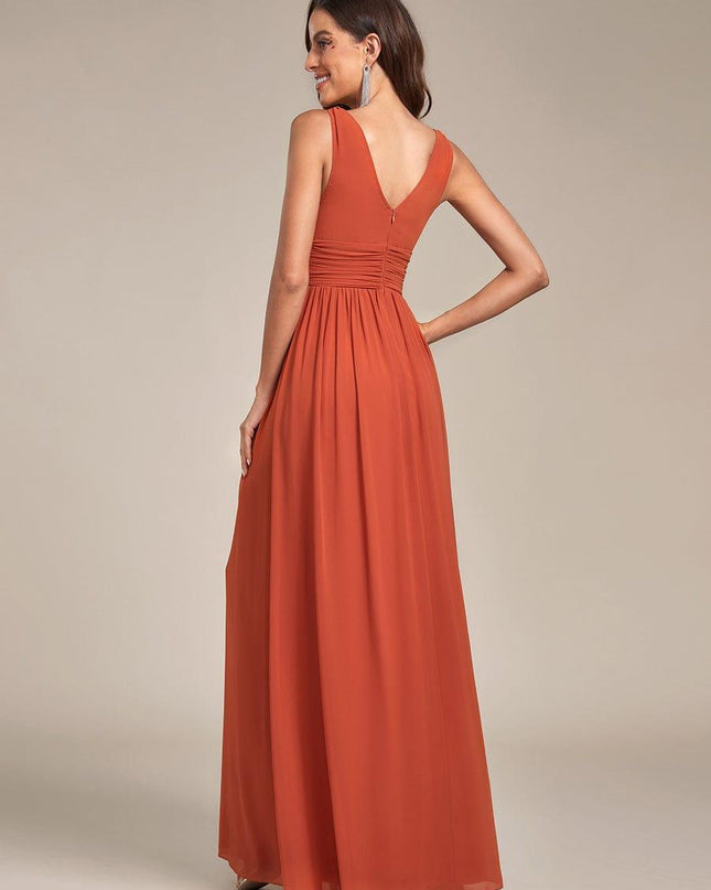 Hazel | V Neck Pleated Chiffon Wedding Guest Dress