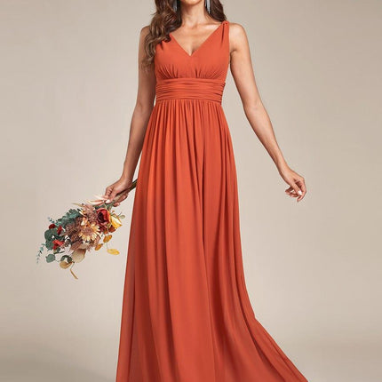 Hazel | V Neck Pleated Chiffon Wedding Guest Dress