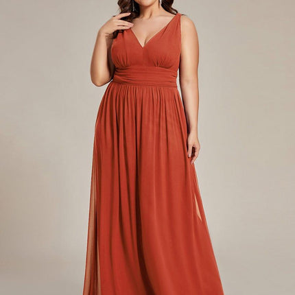 Hazel | V Neck Pleated Chiffon Wedding Guest Dress