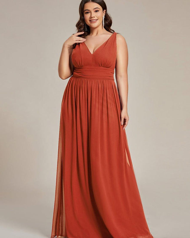 Hazel | V Neck Pleated Chiffon Wedding Guest Dress