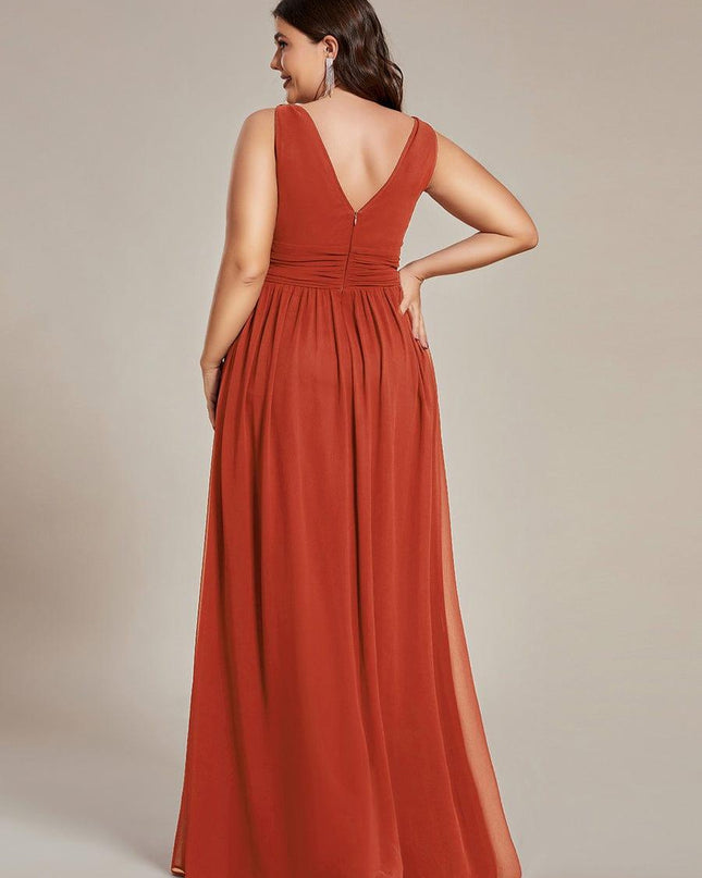 Hazel | V Neck Pleated Chiffon Wedding Guest Dress