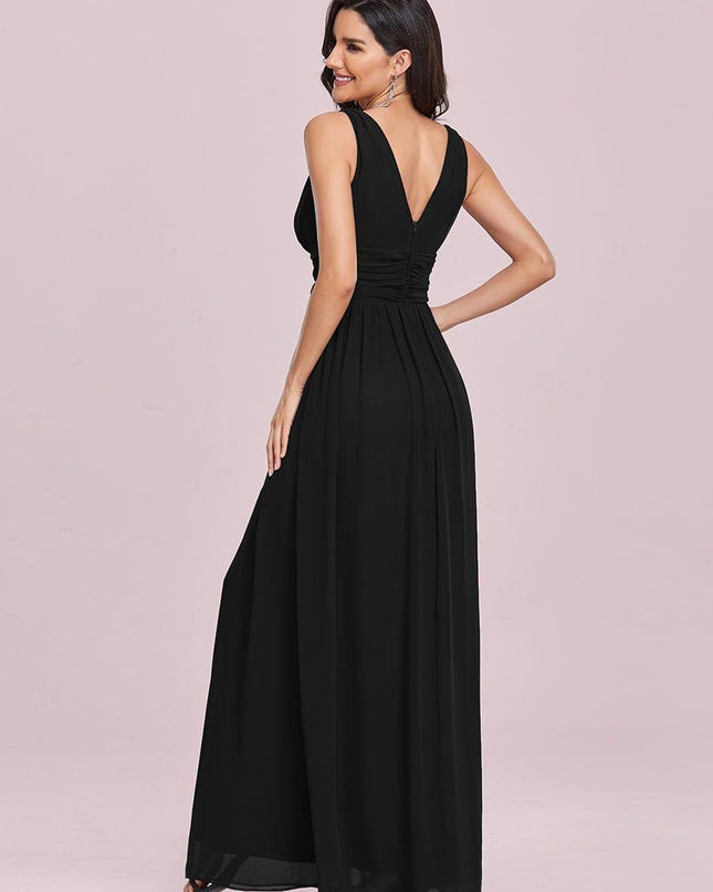 Hazel | V Neck Pleated Chiffon Wedding Guest Dress
