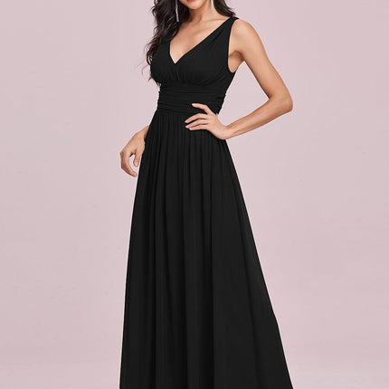 Hazel | V Neck Pleated Chiffon Wedding Guest Dress