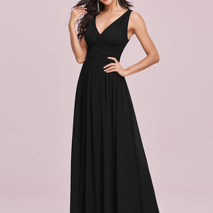 Hazel | V Neck Pleated Chiffon Wedding Guest Dress