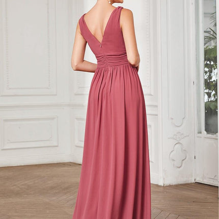 Hazel | V Neck Pleated Chiffon Wedding Guest Dress