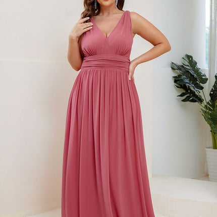 Hazel | V Neck Pleated Chiffon Wedding Guest Dress