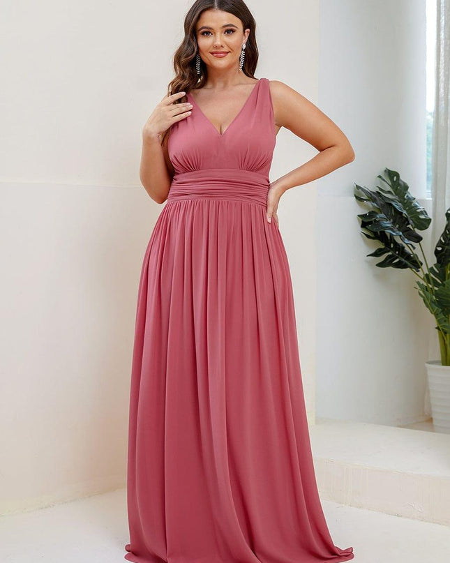 Hazel | V Neck Pleated Chiffon Wedding Guest Dress