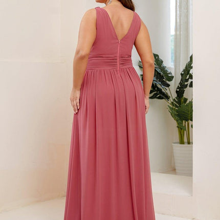 Hazel | V Neck Pleated Chiffon Wedding Guest Dress
