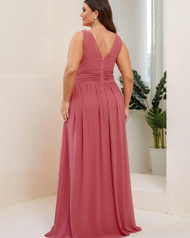 Hazel | V Neck Pleated Chiffon Wedding Guest Dress