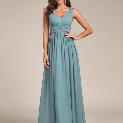 Hazel | V Neck Pleated Chiffon Wedding Guest Dress