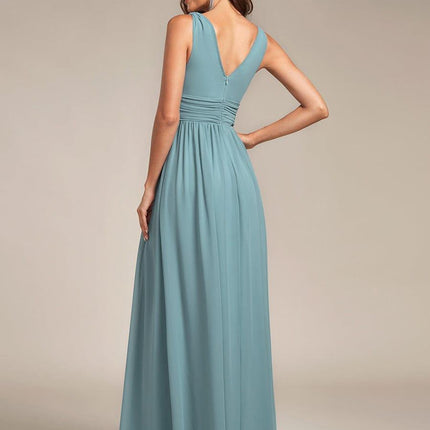 Hazel | V Neck Pleated Chiffon Wedding Guest Dress