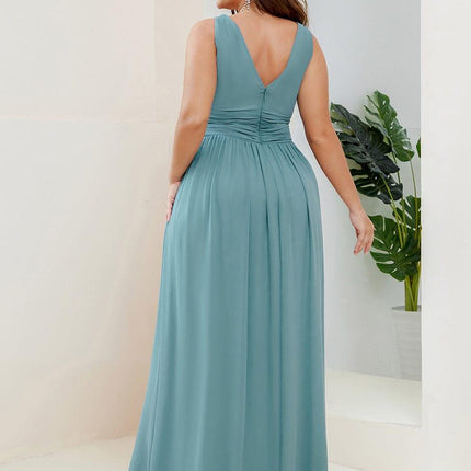Hazel | V Neck Pleated Chiffon Wedding Guest Dress
