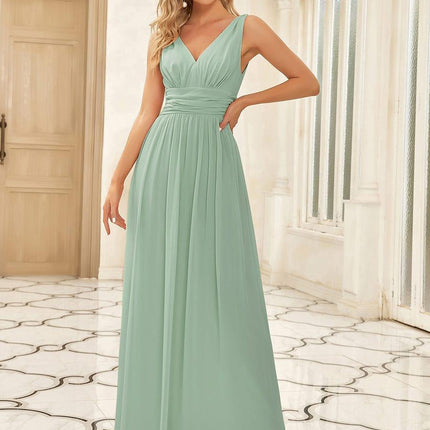 Hazel | V Neck Pleated Chiffon Wedding Guest Dress