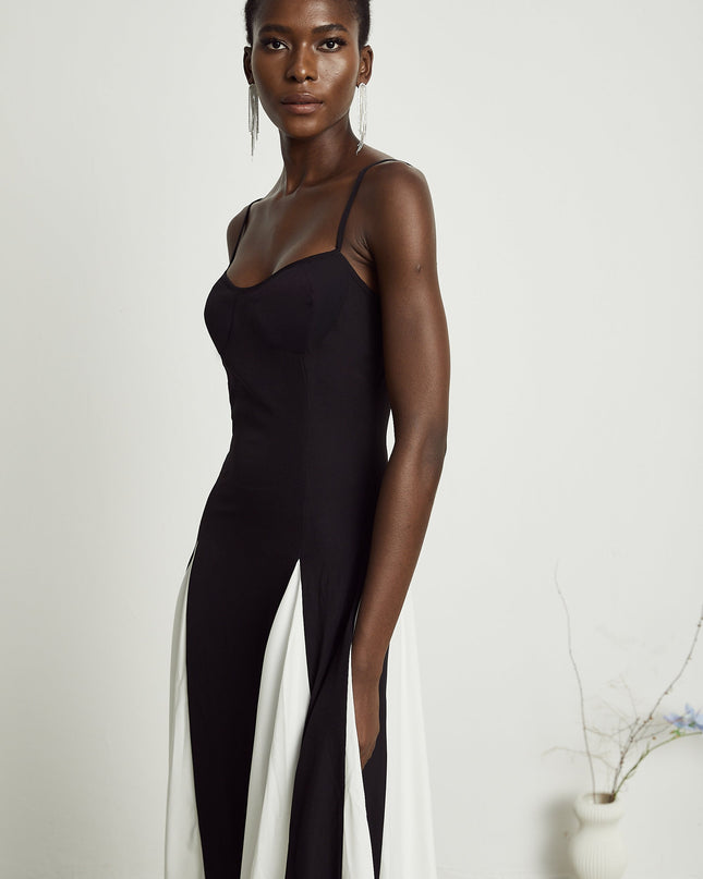 India | Sleeveless Two-Tone Pleated Maxi Dress