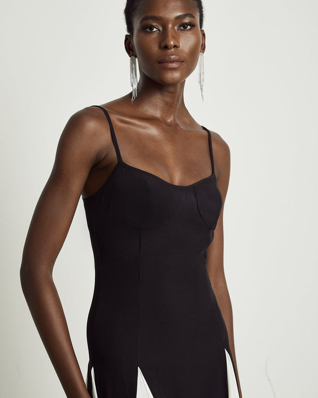 India | Sleeveless Two-Tone Pleated Maxi Dress