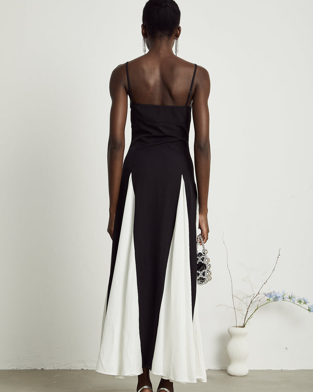 India | Sleeveless Two-Tone Pleated Maxi Dress