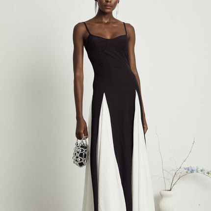 India | Sleeveless Two-Tone Pleated Maxi Dress