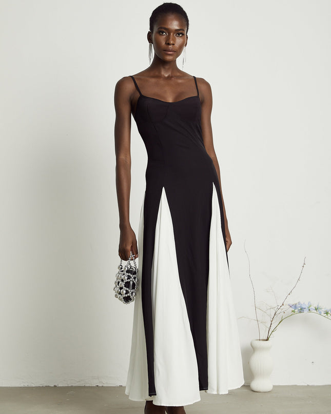 India | Sleeveless Two-Tone Pleated Maxi Dress