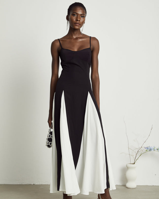 India | Sleeveless Two-Tone Pleated Maxi Dress