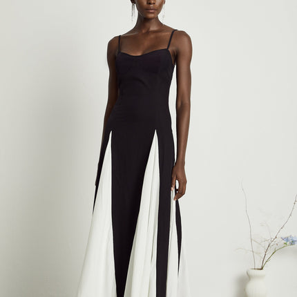 India | Sleeveless Two-Tone Pleated Maxi Dress