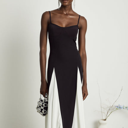 India | Sleeveless Two-Tone Pleated Maxi Dress