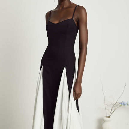 India | Sleeveless Two-Tone Pleated Maxi Dress