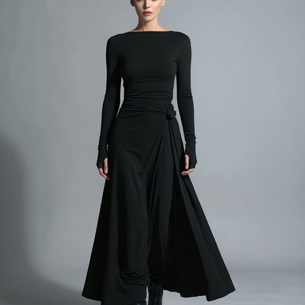 Irene | Sleek Fit Knot Detail Wrap Dress - Black / XS