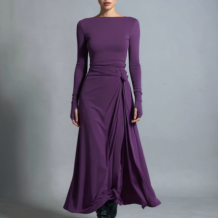 Irene | Sleek Fit Knot Detail Wrap Dress - Purple / XS