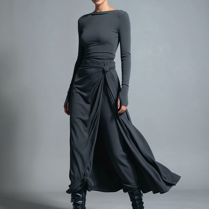 Irene | Sleek Fit Knot Detail Wrap Dress - 3/4 Turn