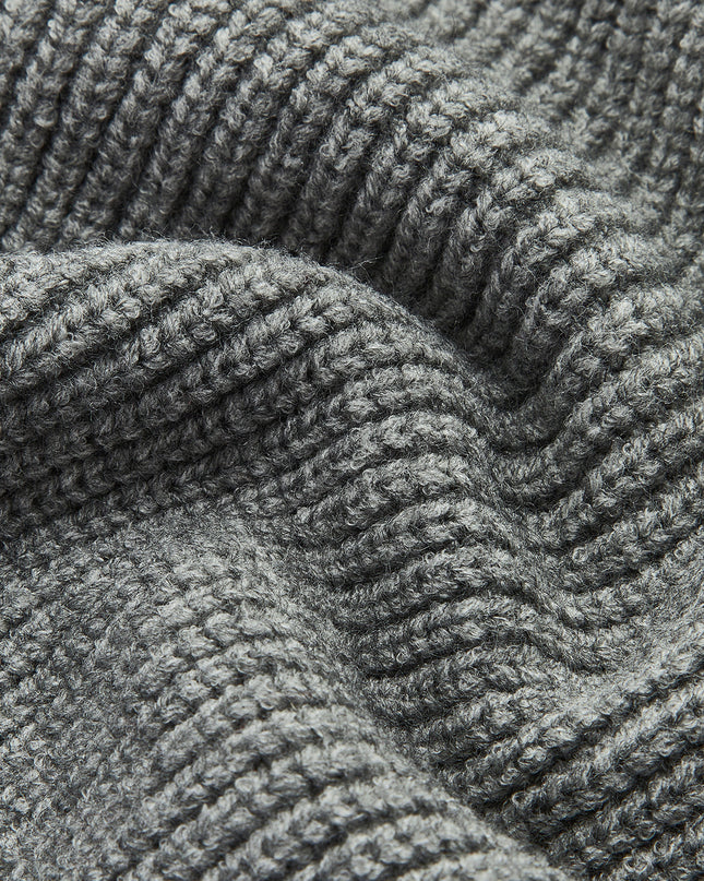 Jewel | Ribbed Lapel Sweater With Denim Panels