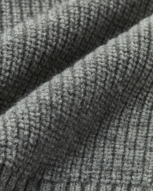 Jewel | Ribbed Lapel Sweater With Denim Panels