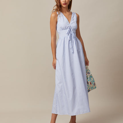 Jewel | Shirred Fit V Neck Striped Maxi Dress