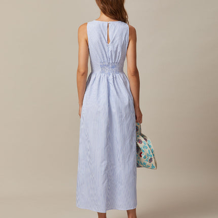 Jewel | Shirred Fit V Neck Striped Maxi Dress