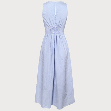 Jewel | Shirred Fit V Neck Striped Maxi Dress