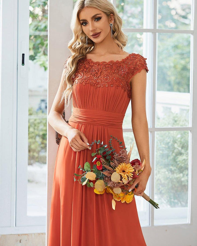 Josephine | Fitted Lace Cap Sleeve Bridesmaid Dress