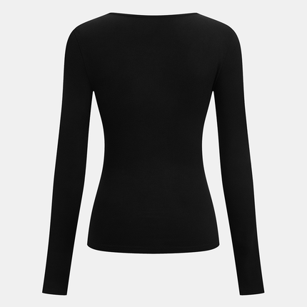 Jovana | Ribbed Knit Asymmetric Long Sleeve T-Shirt