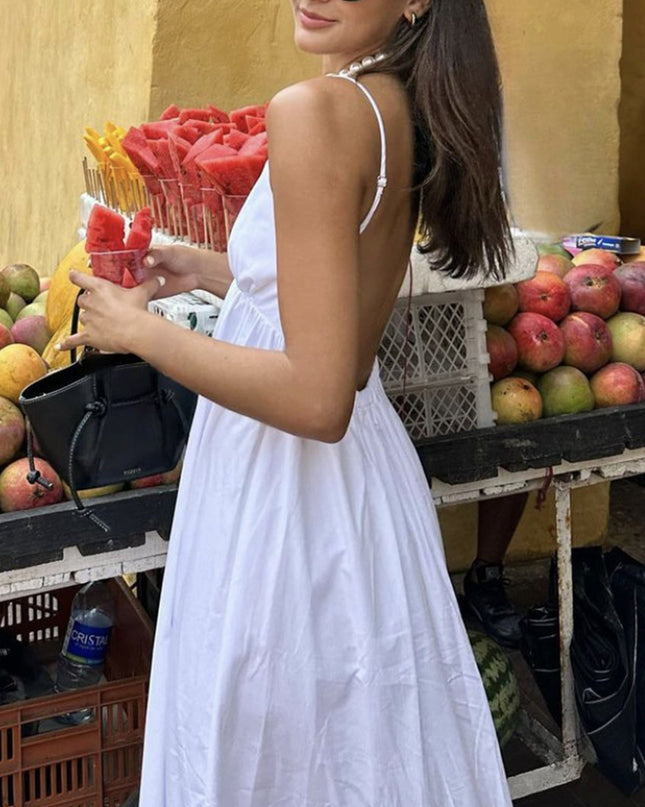 Judith | Backless Relaxed Fit Cotton Long Dress