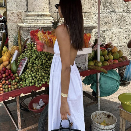 Judith | Backless Relaxed Fit Cotton Long Dress