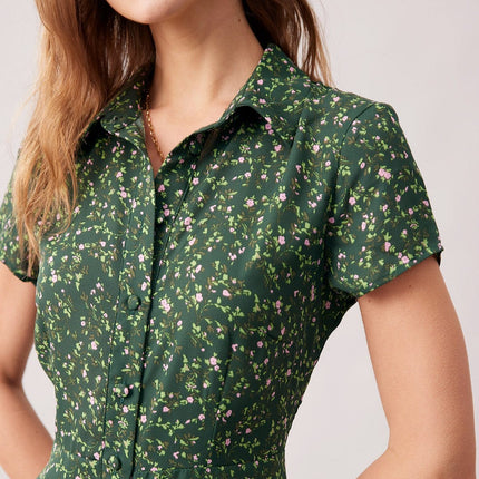 Juliana | Collared Button-Up Floral Summer Dress