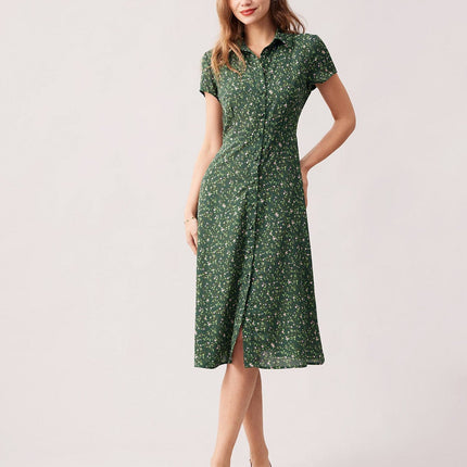 Juliana | Collared Button-Up Floral Summer Dress
