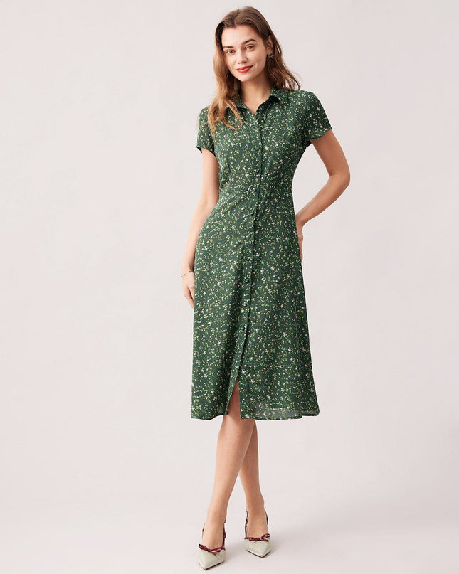 Juliana | Collared Button-Up Floral Summer Dress